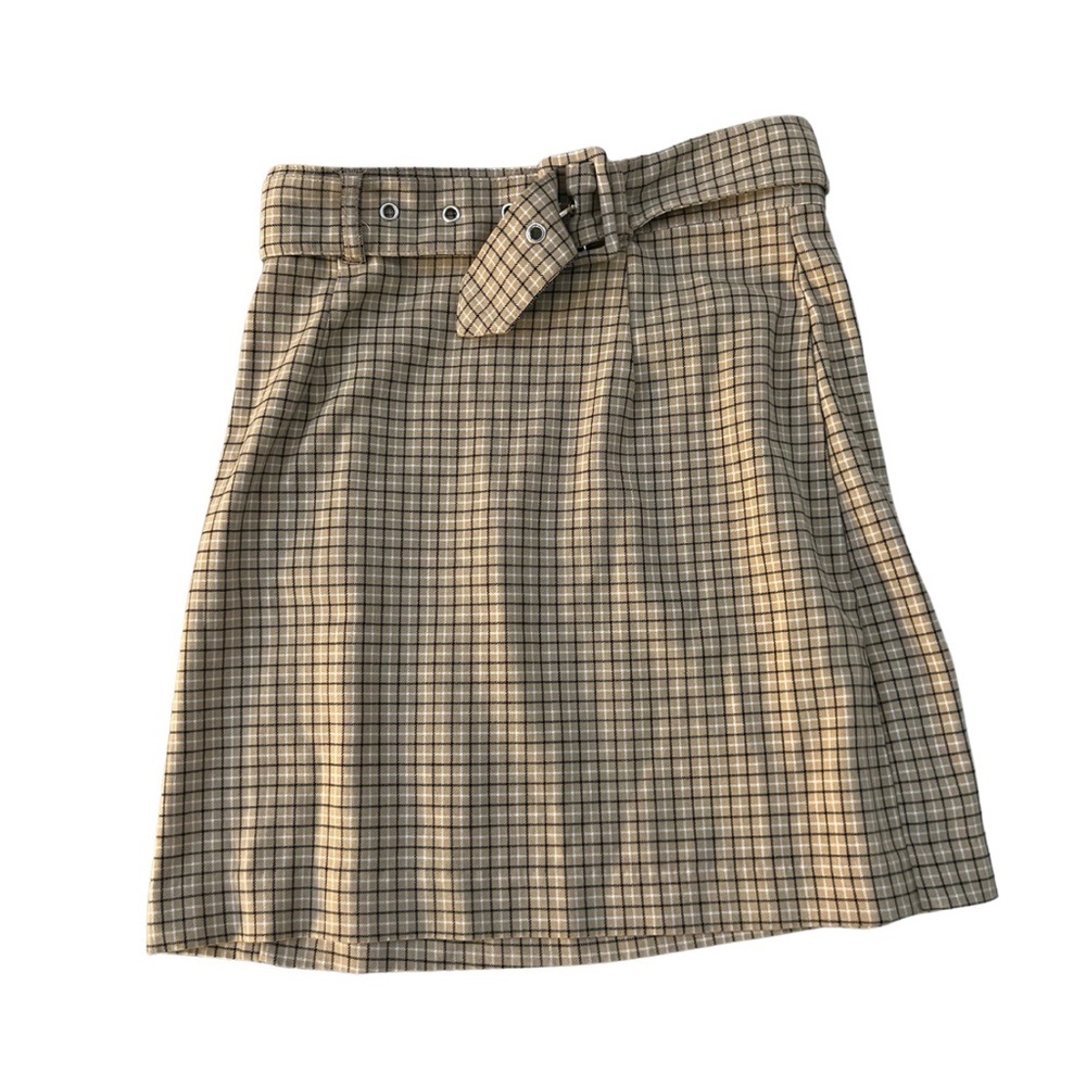Yellow Plaid Skirt with belt